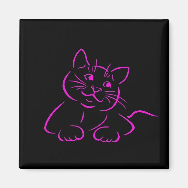 Niedlich Pink Kitty Cat Magnet (Vorne)