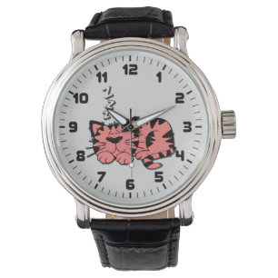 Niedlich Pink Kitty Cat Nickerchen Armbanduhr