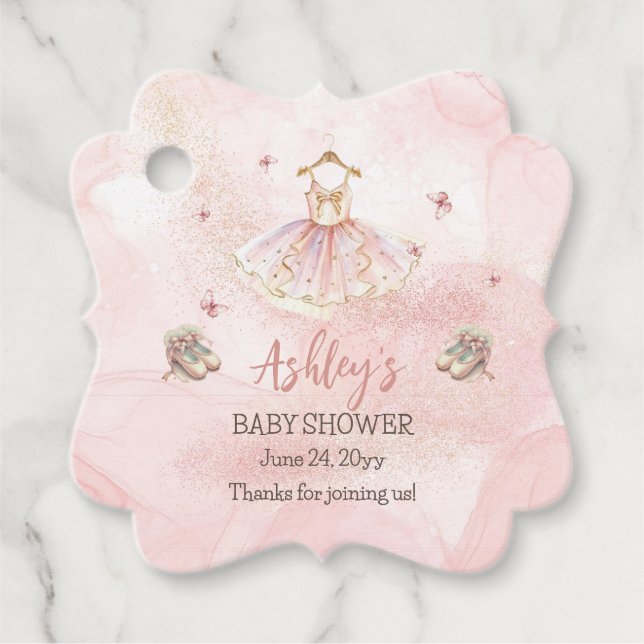 Niedlich Pink Kleine Ballerina Tutu Girl Babydusch Geschenkanhänger (Vorderseite)