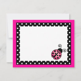 Niedlich Pink Ladybug Flat Danke Notizkarten Mitteilungskarte