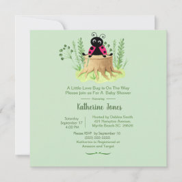 Niedlich Pink Ladybug in Forrest Baby Shower Einladung