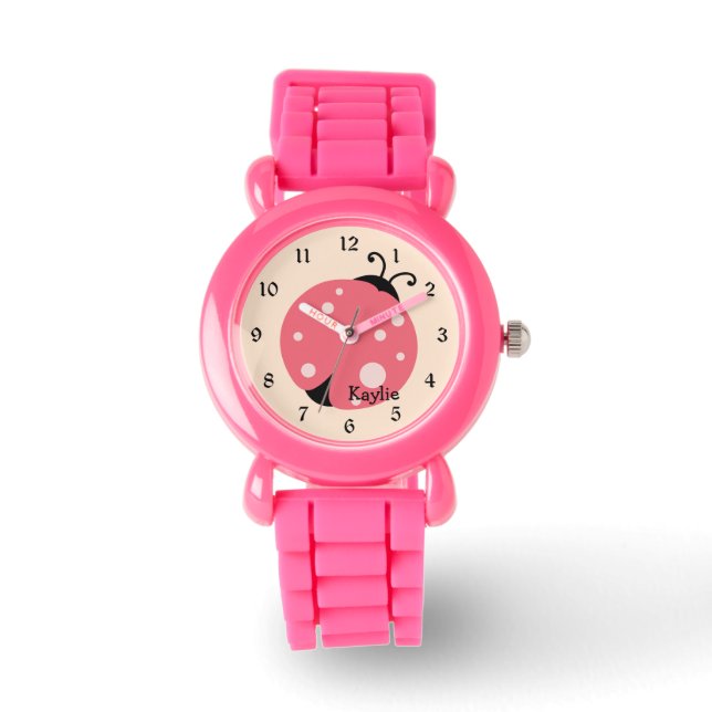 Niedlich Pink Ladybug Kinder beobachten Armbanduhr (Vorderseite)