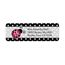 Niedlich Pink Ladybug Polka Dot Rücksendeadressen-