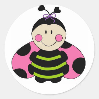 Niedlich Pink Ladybug Runder Aufkleber