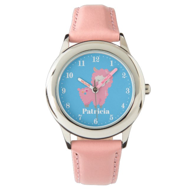 Niedlich-pink-Lama-Namen für Mädchen Armbanduhr (Vorderseite)