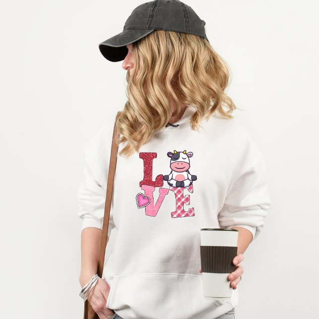 Niedlich Pink Liebe Yoga Kuh Hoodie (Von Creator hochgeladen)