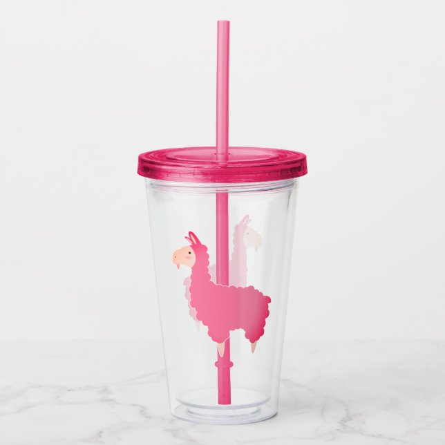 Niedlich Pink Llama Acryltrinkbecher (Vorderseite)