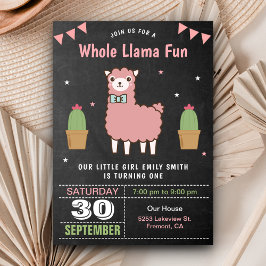 Niedlich Pink Llama Kindergeburtstag Party Einladu Einladung
