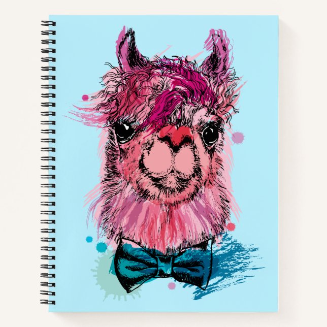 Niedlich Pink Llama Notizbuch (Vorderseite)