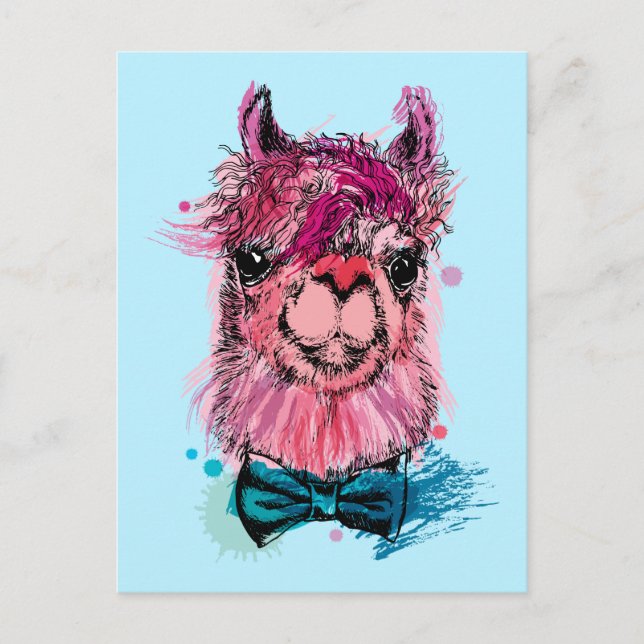 Niedlich Pink Llama Postkarte (Vorderseite)