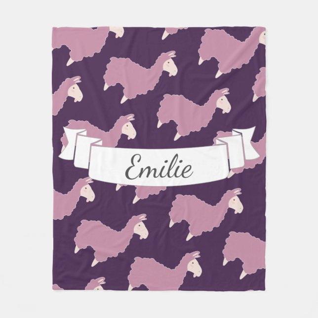 Niedlich Pink Llamas Individuelle Name Fleecedecke (Vorderseite)
