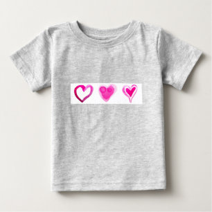 Niedlich Pink Lovely Hearts Pattern Baby T-shirt