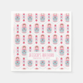Niedlich Pink Matryoshka Nesting Doll Serviette