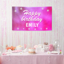 Niedlich Pink Metallic Star Girly Happy Birthday