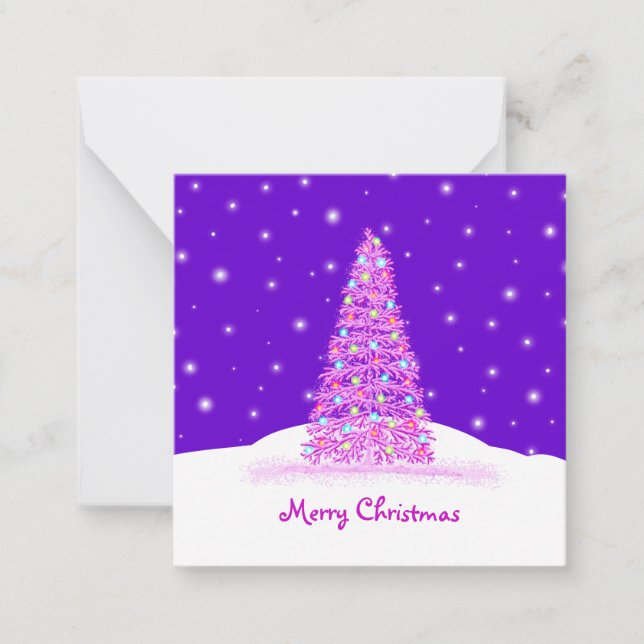 Niedlich Pink Mini Weihnachtsbaum Mitteilungskarte (Vorderseite)