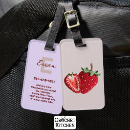 Niedlich Pink Minimal Granny Chic Crochet Strawber Gepäckanhänger