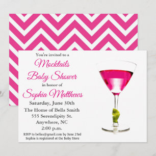 Niedlich Pink Mocktails Kinderdusche Einladung