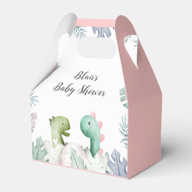 Niedlich Pink Niedlich Dinosaurier Baby Dusche Gef Geschenkschachtel (Vorderseite)