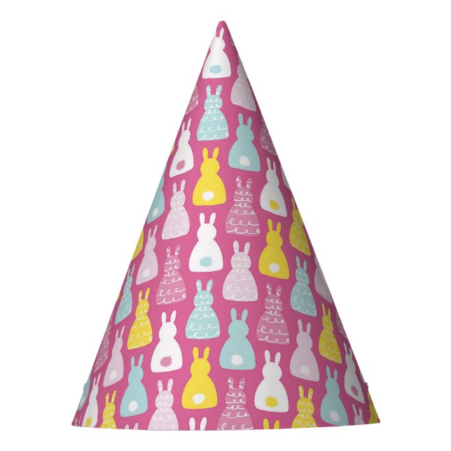 Niedlich Pink Oaster Bunny Schwanzes Art Party Hat Partyhütchen (Vorderseite)