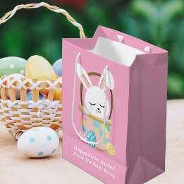 Niedlich Pink Osterfest Personalisierte Girls Mittlere Geschenktüte