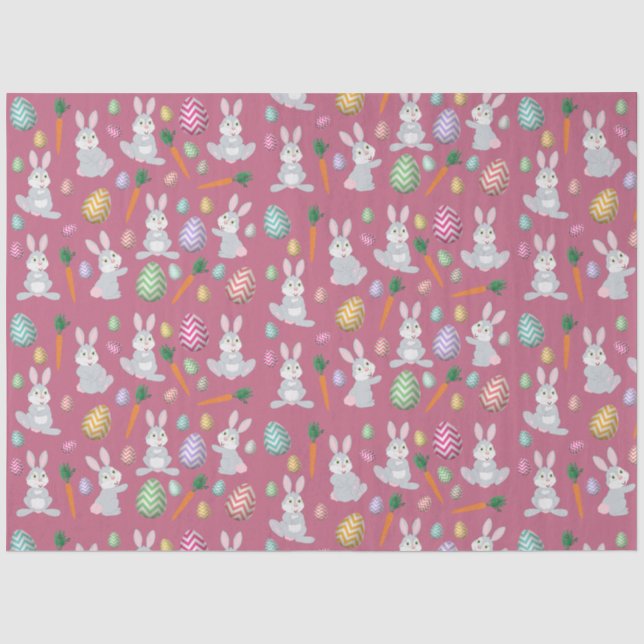 Niedlich Pink Ostersonniges Kaninchenmuster Seidenpapier (Vorderseite)