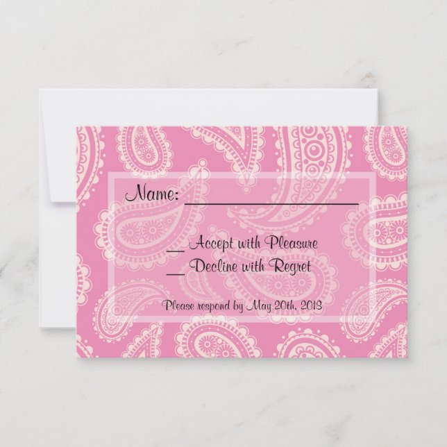 Niedlich Pink Paisley Girl Baby Showkarte RSVP (Vorderseite)