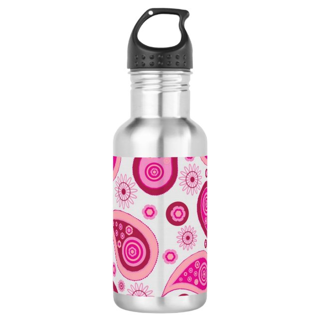 Niedlich Pink Paisley Pattern Edelstahlflasche (Vorderseite)