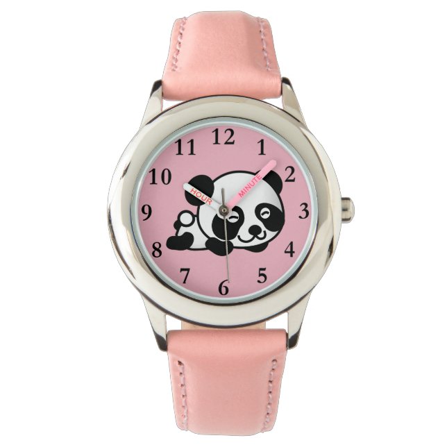Niedlich Pink Panda Girl Watch Armbanduhr (Vorderseite)