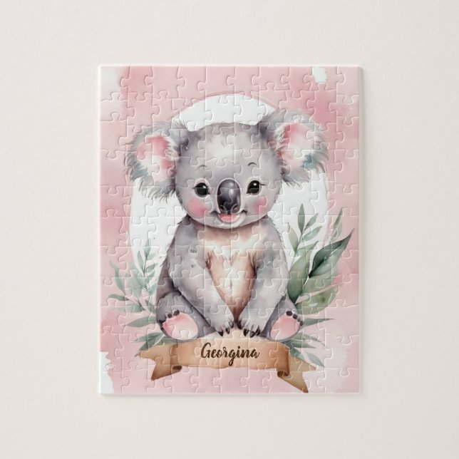 Niedlich Pink Personalisiert Koala Kinder (Vertikal)