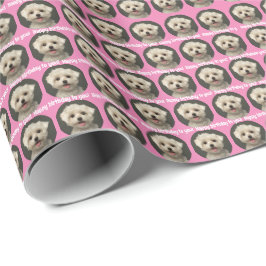 Niedlich Pink Pet Foto Muster Glückwunsch Geburtst Geschenkpapier