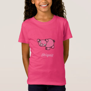Niedlich Pink Pig Cartoon Zeichnend T - Shirt
