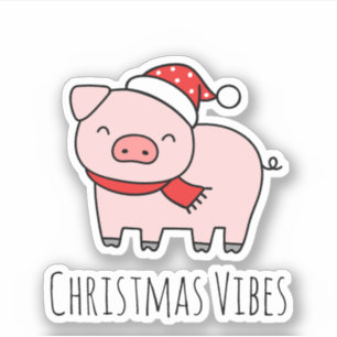 Niedlich Pink Pig Christmas Vibes Minimalistisch Aufkleber