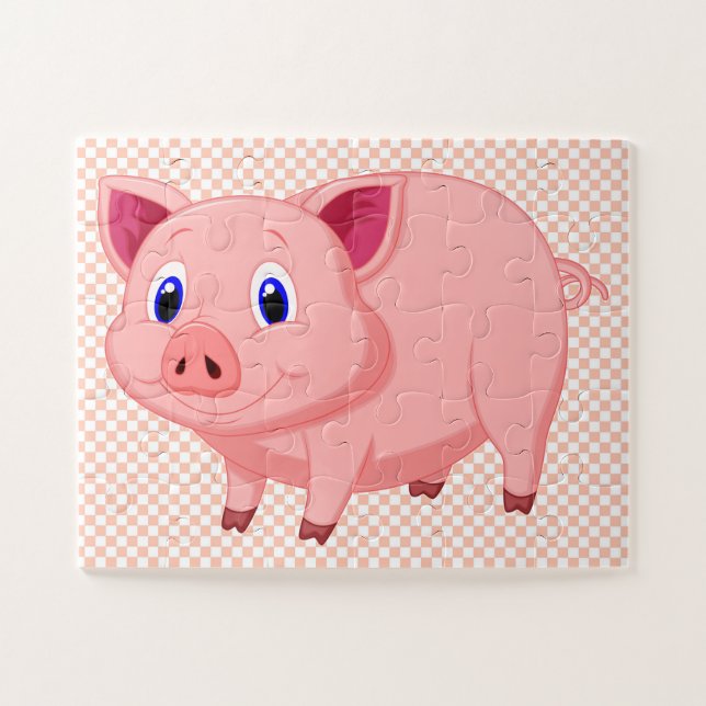 Niedlich Pink Pig Design Jigsaw Puzzle (Horizontal)