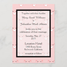 Niedlich Pink Pig Face Pattern Fun Wedding Einladu