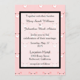 Niedlich Pink Pig Face Pattern Fun Wedding Einladu Einladung