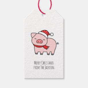 Niedlich Pink Pig Frohe Weihnachten Einfach Minima Geschenkanhänger