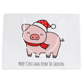 Niedlich Pink Pig Frohe Weihnachten Einfach Minima Große Geschenktüte