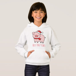 Niedlich Pink Pig Holly Jolly Vibes Minimalistisch Hoodie