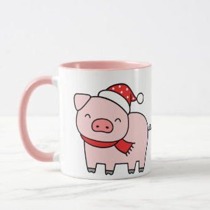 Niedlich Pink Pig Holly Jolly Vibes Minimalistisch Tasse