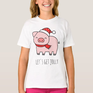 Niedlich Pink Pig Lasse Jolly Minimalistische Weih T-Shirt