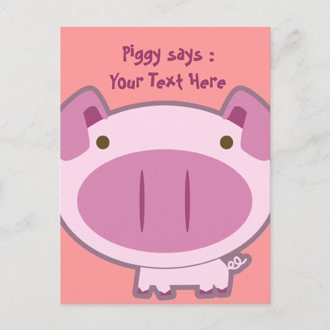 NIEDLICH PINK PIGGY POSTCARD POSTKARTE (Vorderseite)