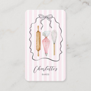 Niedlich Pink Pinstripe Ribbon Bäcker Konditorei K Visitenkarte