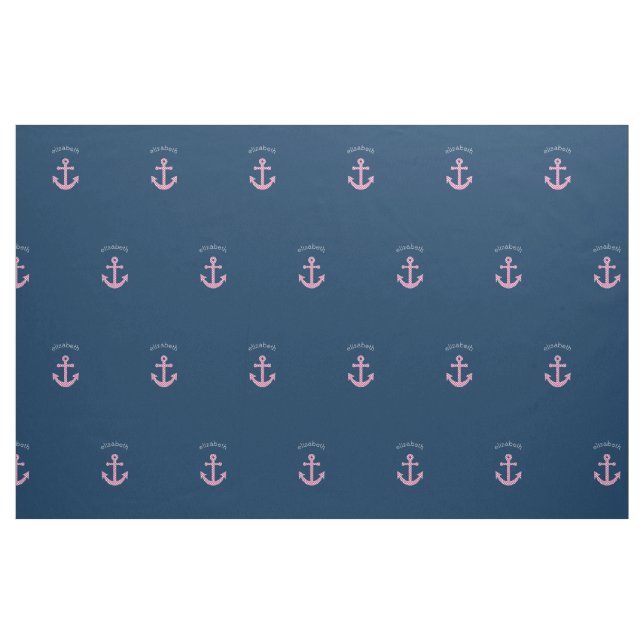 Niedlich Pink Polka Dot Anchor mit Individuelle Na Stoff (Fat Quarter (45,7 x 55,9 cm))