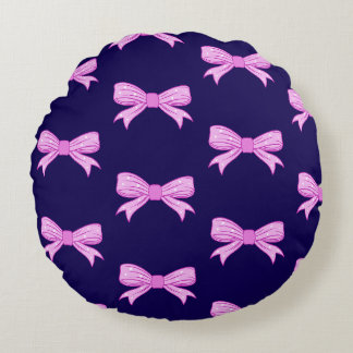 Niedlich Pink Polka Dot Bow Illustration Kawaii Gi Rundes Kissen