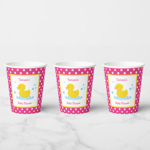 Niedlich Pink Polka Dot Duck Baby Duck Duck Pappbecher