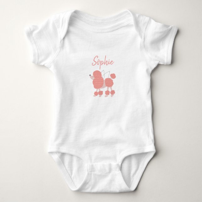 Niedlich Pink Poodle Baby Bodysuit Baby Strampler (Vorderseite)
