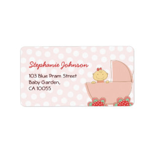 Niedlich Pink Pram Girl Babydusche Adressetiketten