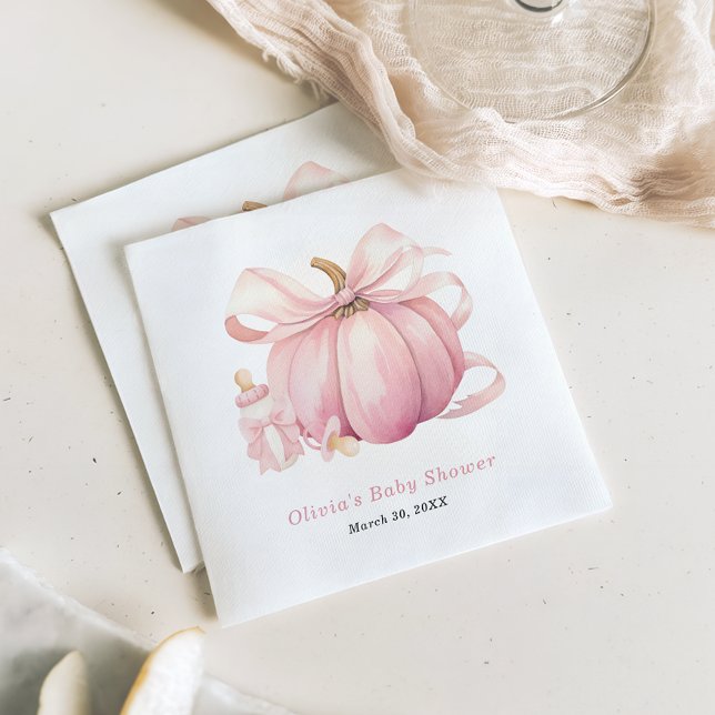 Niedlich Pink Pumpkin Bow Girl Baby Dusche Napkins Serviette (Von Creator hochgeladen)