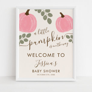 Niedlich Pink Pumpkin Eucalyptus Baby Dusche Willk Poster
