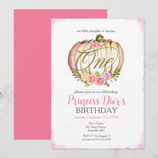 Niedlich Pink Pumpkin Watercolor Erstgeborene Invi Einladung